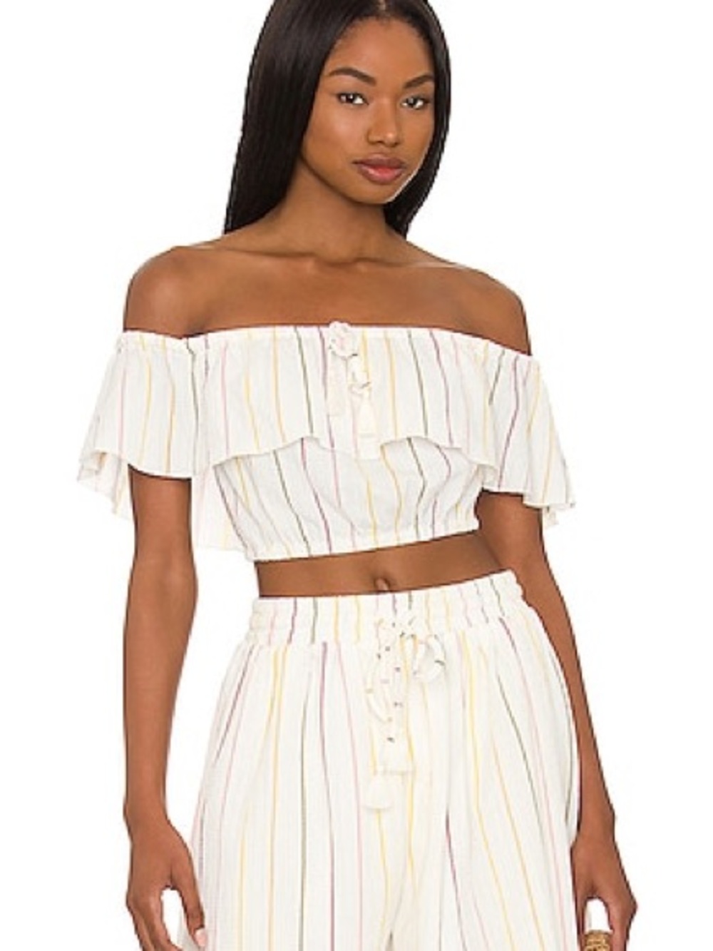 BCBGeneration Off The Shoulder Top in Ivory & Multi